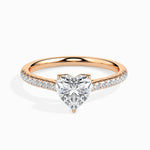 Penelope Solitaire Pave Heart Ring-Dileti