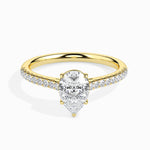 Philo Solitaire Pave Pear Ring-Dileti