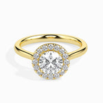 Patti Solitaire Halo Round Ring-Dileti