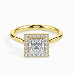 Playa Solitaire Halo Princess Ring-Dileti