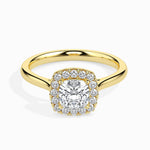 Prairie Solitaire Halo Cushion Ring-Dileti