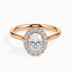 Florence Solitaire Halo Oval Ring-Dileti