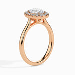 Florence Solitaire Halo Oval Ring-Dileti