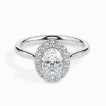 Florence Solitaire Halo Oval Ring-Dileti