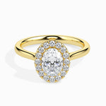 Florence Solitaire Halo Oval Ring-Dileti