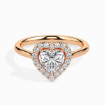 Paloma Solitaire Halo Heart Ring-Dileti