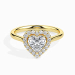 Paloma Solitaire Halo Heart Ring-Dileti