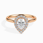Monica Solitaire Halo Pear Ring-Dileti