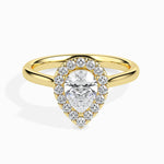Monica Solitaire Halo Pear Ring-Dileti
