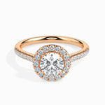 Janis Solitaire Halo Pave Round Ring-Dileti