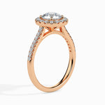 Janis Solitaire Halo Pave Round Ring-Dileti