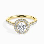 Janis Solitaire Halo Pave Round Ring-Dileti