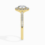 Janis Solitaire Halo Pave Round Ring-Dileti