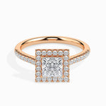 Jorja Solitaire Halo Pave Princess Ring-Dileti