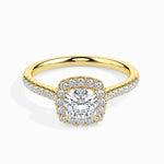Nova Solitaire Halo Pave Cushion Ring-Dileti