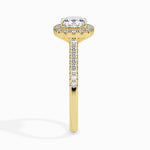 Nova Solitaire Halo Pave Cushion Ring-Dileti