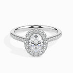 Dora Solitaire Halo Pave Oval Setting-Dileti