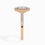 Paquita Solitaire Halo Pave Emerald Ring-Dileti