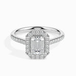 Paquita Solitaire Halo Pave Emerald Setting-Dileti