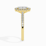 Paquita Solitaire Halo Pave Emerald Ring-Dileti