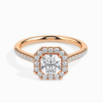 Sua Solitaire Halo Pave Asscher Ring-Dileti