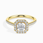 Sua Solitaire Halo Pave Asscher Ring-Dileti