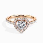 Olbia Solitaire Halo Pave Heart Ring-Dileti