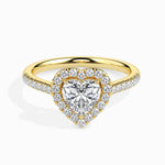 Olbia Solitaire Halo Pave Heart Ring-Dileti