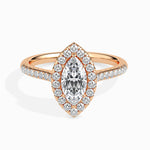 Pila Solitaire Halo Pave Marquise Ring-Dileti