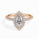 Pila Solitaire Halo Pave Marquise Ring-Dileti