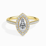 Pila Solitaire Halo Pave Marquise Ring-Dileti
