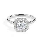 Adelaide Solitaire Halo Asscher Ring-Dileti