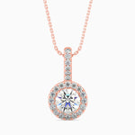 Antigua Solitaire Halo Round Pendant-Dileti