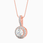 Antigua Solitaire Halo Round Pendant-Dileti