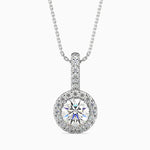 Antigua Solitaire Halo Round Pendant-Dileti