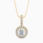 Antigua Solitaire Halo Round Pendant-Dileti