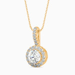 Antigua Solitaire Halo Round Pendant-Dileti