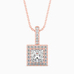 Vienna Solitaire Halo Princess Pendant-Dileti