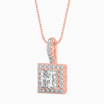 Vienna Solitaire Halo Princess Pendant-Dileti