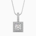Vienna Solitaire Halo Princess Pendant-Dileti
