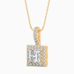 Vienna Solitaire Halo Princess Pendant-Dileti