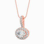 Athina Solitaire Halo Oval Pendant-Dileti