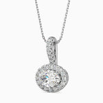 Athina Solitaire Halo Oval Pendant-Dileti