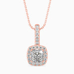Milano Solitaire Halo Cushion Pendant-Dileti