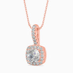 Milano Solitaire Halo Cushion Pendant-Dileti