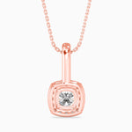 Milano Solitaire Halo Cushion Pendant-Dileti