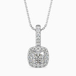 Milano Solitaire Halo Cushion Pendant-Dileti