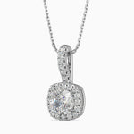 Milano Solitaire Halo Cushion Pendant-Dileti