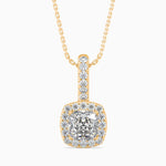 Milano Solitaire Halo Cushion Pendant-Dileti