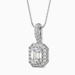 Capri Solitaire Halo Emerald Pendant-Dileti